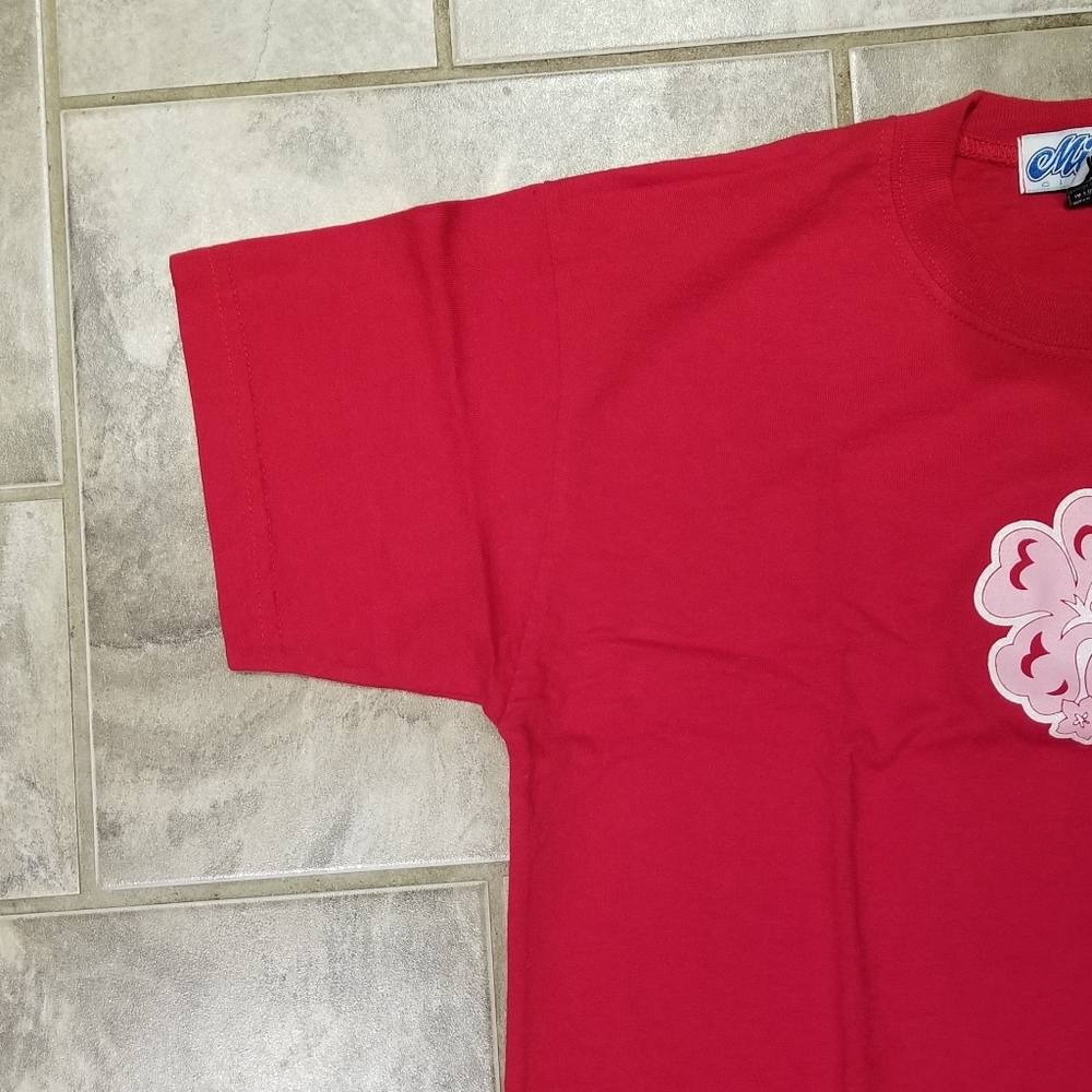 Vintage Miken S/S Crew Neck Flower T-Shirt Red Women's Size Large USA Made - Picture 3 of 8